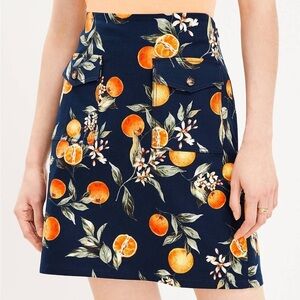 NWT Loft Orange Fruit Harvest Pocket Skirt Petite